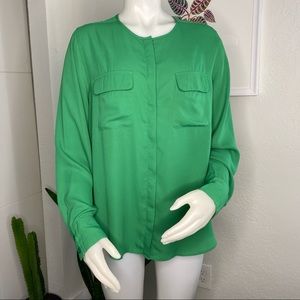 Who What Wear Green Long Sleeve Blouse